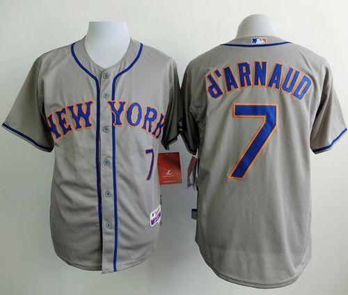 Mets #7 Travis d'Arnaud Grey Road Cool Base Stitched MLB Jersey