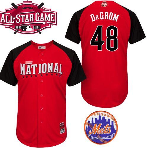 Mets #48 Jacob DeGrom Red 2015 All Star National League Stitched MLB Jersey