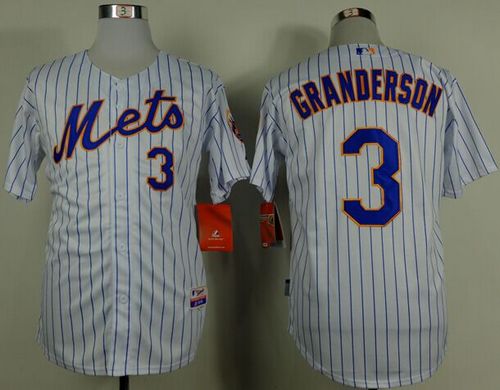 Mets #3 Curtis Granderson White(Blue Strip) Home Cool Base Stitched MLB Jersey