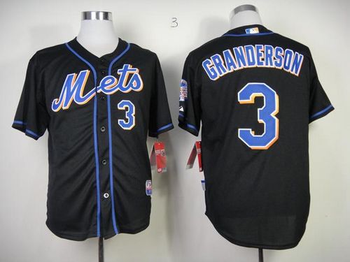 Mets #3 Curtis Granderson Black Cool Base Stitched MLB Jersey