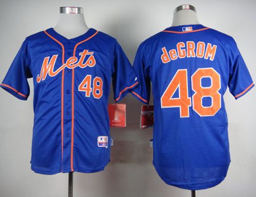 Mets #48 Jacob DeGrom Blue Alternate Home Cool Base Stitched MLB Jersey