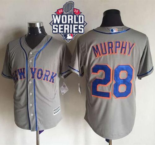 Mets #28 Daniel Murphy New Grey Cool Base W/2015 World Series Patch Stitched MLB Jersey