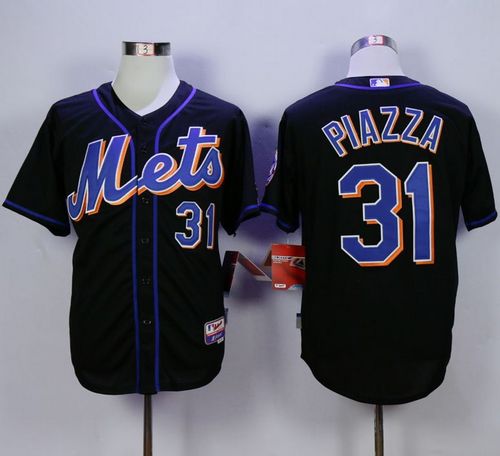 Mets #31 Mike Piazza Black Cool Base Stitched MLB Jersey