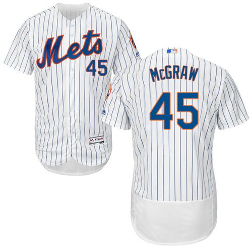 Mets #45 Tug McGraw White(Blue Strip) Flexbase Authentic Collection Stitched MLB Jersey