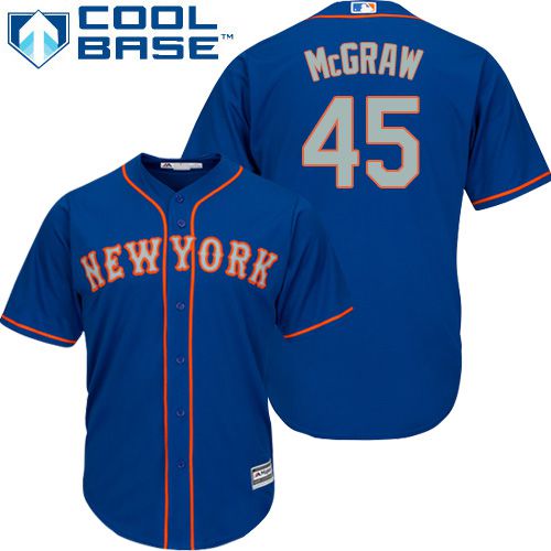 Mets #45 Tug McGraw Blue(Grey NO.) Alternate Road Cool Base Stitched MLB Jersey