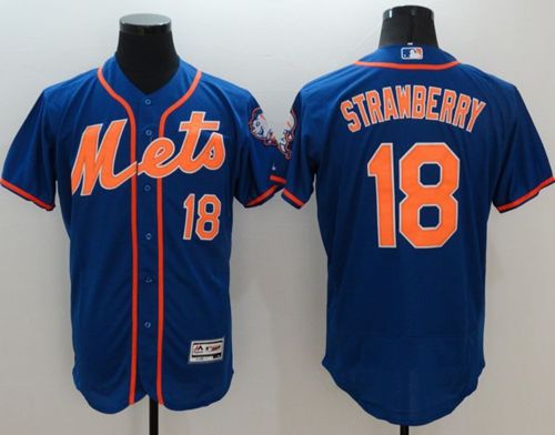 Mets #18 Darryl Strawberry Blue Flexbase Authentic Collection Stitched MLB Jersey