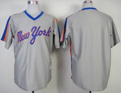 Mitchell And Ness Mets Blank Grey Throwback Stitched MLB Jersey