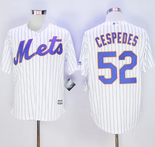 Mets #52 Yoenis Cespedes White(Blue Strip) New Cool Base Stitched MLB Jersey