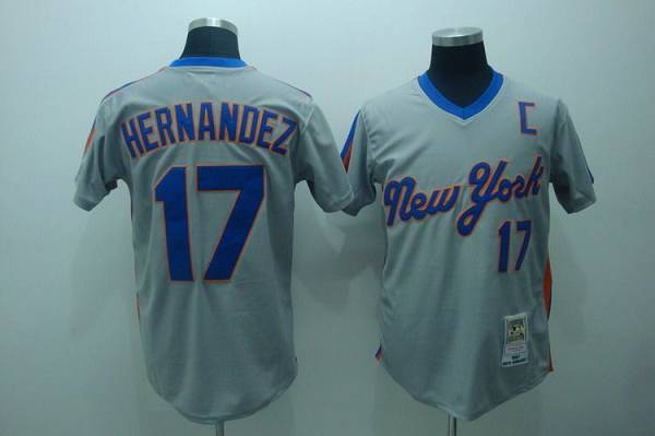 Mitchell and Ness Mets #17 Keith Hernandez Stitched Grey Throwback MLB Jersey