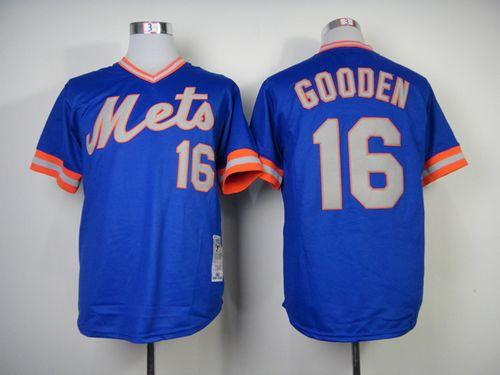 Mitchell And Ness 1983 Mets #16 Dwight Gooden Blue Throwback Stitched MLB Jersey