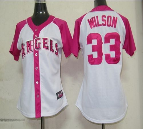 Angels #33 C.J. Wilson White/Pink Women's Splash Fashion Stitched MLB Jersey