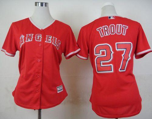 Angels #27 Mike Trout Red Alternate Women's Stitched MLB Jersey