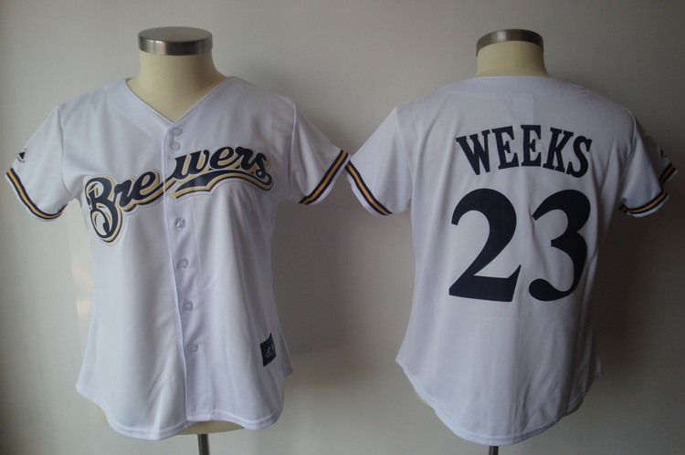 Brewers #23 Rickie Weeks White Women's Fashion Stitched MLB Jersey