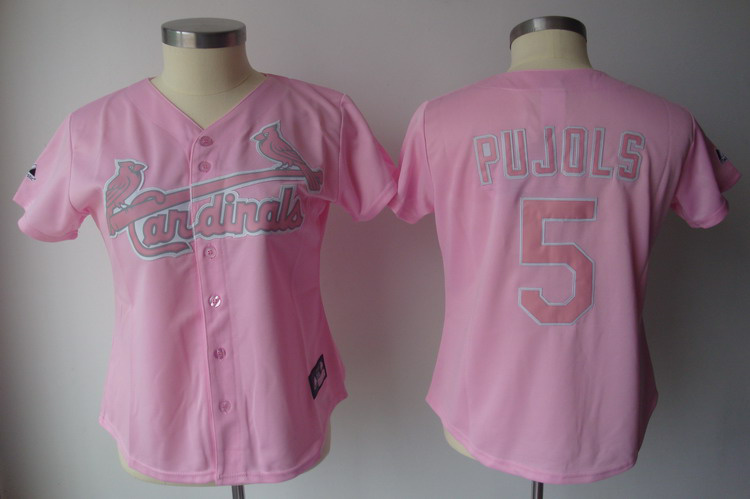 Cardinals #5 Albert Pujols Pink Women's Fashion Stitched MLB Jersey