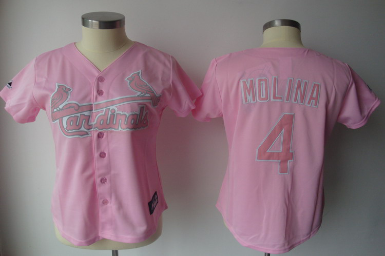 Cardinals #4 Yadier Molina Pink Women's Fashion Stitched MLB Jersey