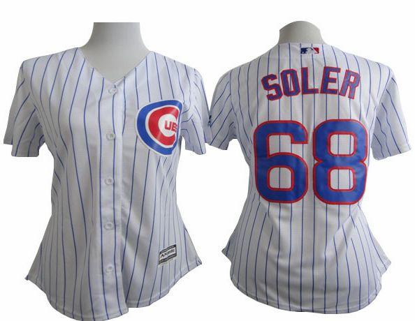 Cubs #68 Jorge Soler White(Blue Strip) Women's Fashion Stitched MLB Jersey