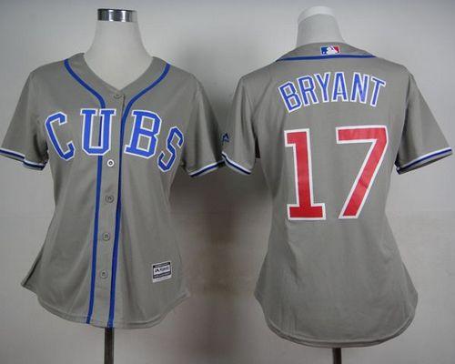 Cubs #17 Kris Bryant Grey Alternate Road Women's Stitched MLB Jersey