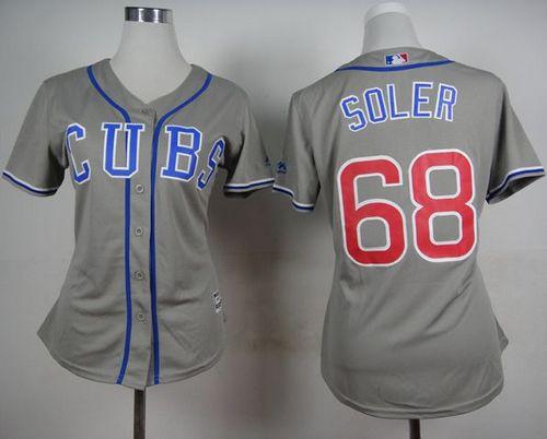 Cubs #68 Jorge Soler Grey Alternate Road Women's Stitched MLB Jersey