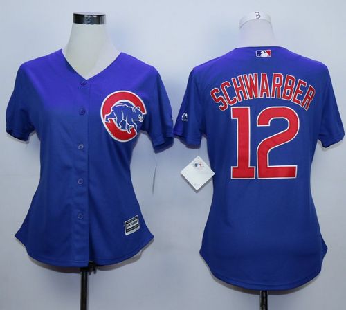Cubs #12 Kyle Schwarber Blue Alternate Women's Stitched MLB Jersey