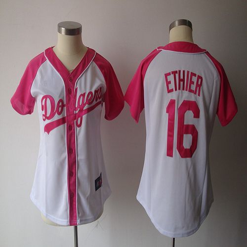 Dodgers #16 Andre Ethier White/Pink Women's Splash Fashion Stitched MLB Jersey