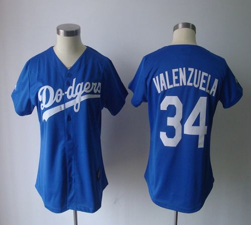 Dodgers #34 Fernando Valenzuela Blue Women's Fashion Stitched MLB Jersey
