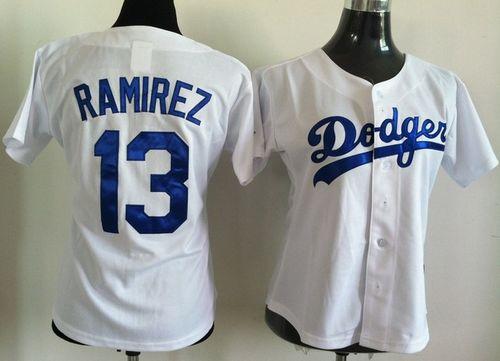 Dodgers #13 Hanley Ramirez White Women's Fashion Stitched MLB Jersey