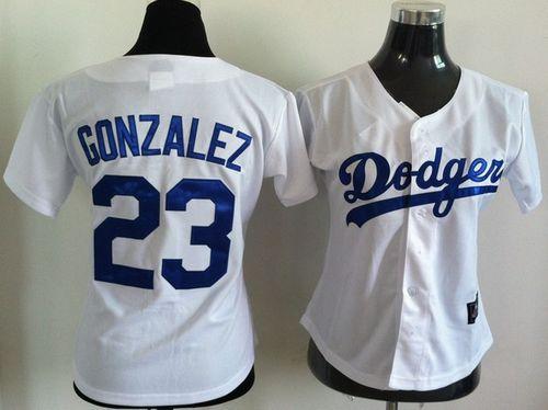 Dodgers #23 Adrian Gonzalez White Women's Fashion Stitched MLB Jersey