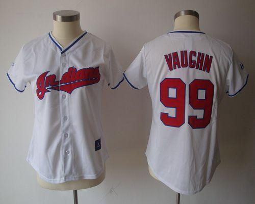 Indians #99 Ricky Vaughn White Women's Fashion Stitched MLB Jersey