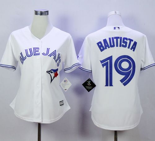 Blue Jays #19 Jose Bautista White Women's Fashion Stitched MLB Jersey