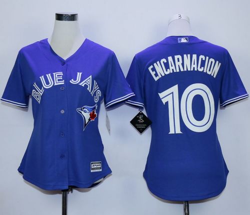 Blue Jays #10 Edwin Encarnacion Blue Alternate Women's Stitched MLB Jersey