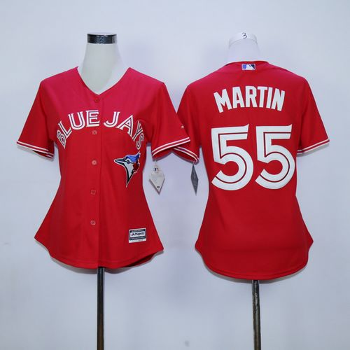 Blue Jays #55 Russell Martin Red Canada Day Women's Stitched MLB Jersey