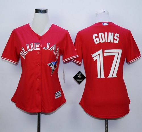 Blue Jays #17 Ryan Goins Red Canada Day Women's Stitched MLB Jersey