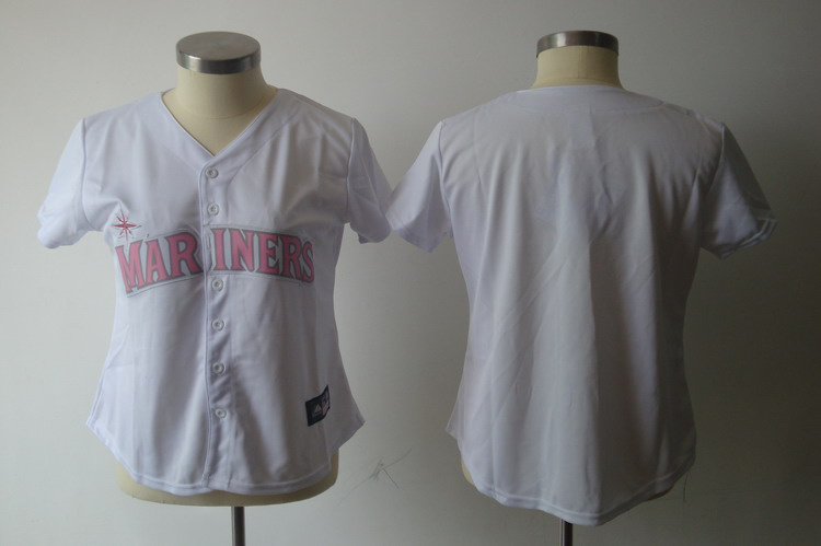 Mariners Blank White With Pink No. Women's Fashion Stitched MLB Jersey