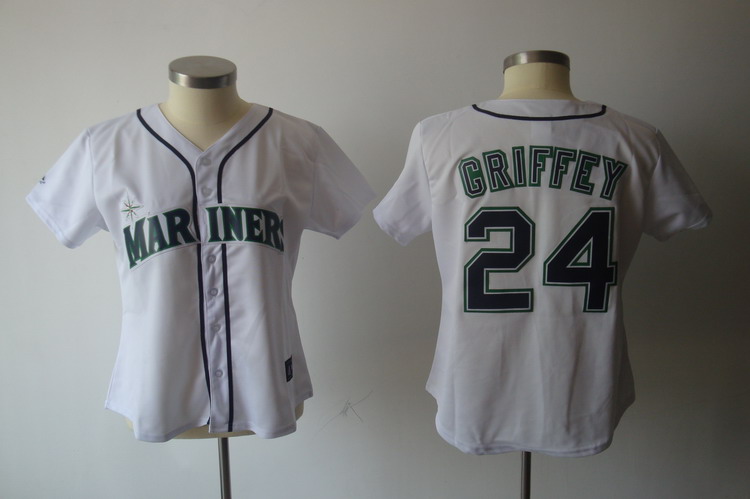 Mariners #24 Ken Griffey White Women's Fashion Stitched MLB Jersey