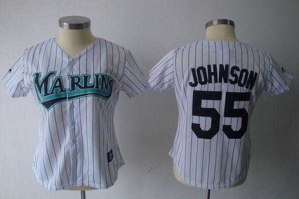 Marlins #55 Josh Johnson White Women's Fashion Stitched MLB Jersey