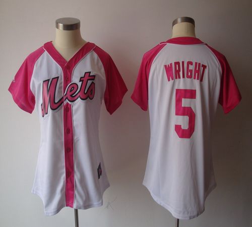Mets #5 David Wright White/Pink Women's Splash Fashion Stitched MLB Jersey