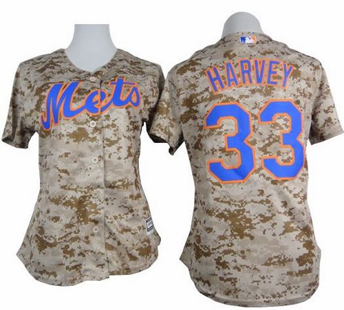 Mets #33 Matt Harvey Camo Women's Fashion Stitched MLB Jersey