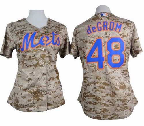 Mets #48 Jacob deGrom Camo Women's Fashion Stitched MLB Jersey