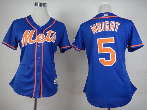 Mets #5 David Wright Blue Alternate Women's Stitched MLB Jersey