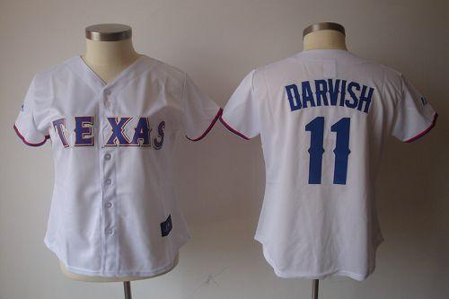 Rangers #11 Yu Darvish White Women's Fashion Stitched MLB Jersey