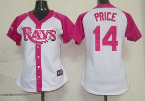 Rays #14 David Price White/Pink Women's Splash Fashion Stitched MLB Jersey