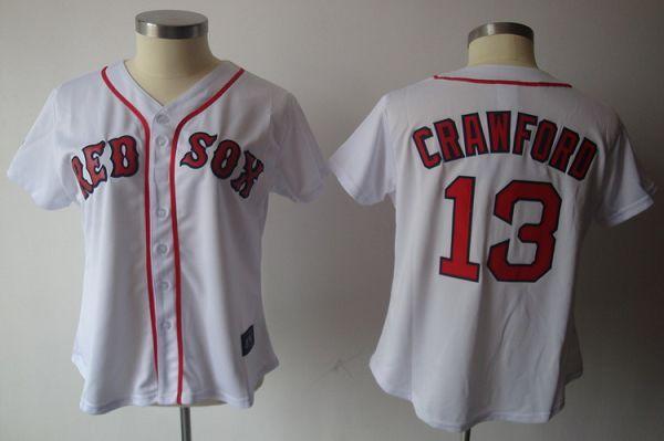 Red Sox #13 Carl Crawford White Women's Fashion Stitched MLB Jersey