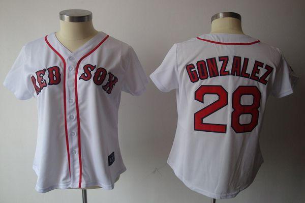 Red Sox #28 Adrian Gonzalez White Women's Fashion Stitched MLB Jersey