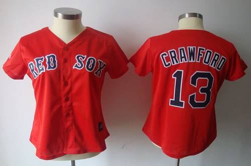 Red Sox #13 Carl Crawford Red Women's Fashion Stitched MLB Jersey