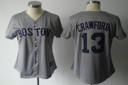 Red Sox #13 Carl Crawford Grey Women's Fashion Stitched MLB Jersey