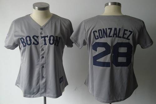 Red Sox #28 Adrian Gonzalez Grey Women's Fashion Stitched MLB Jersey