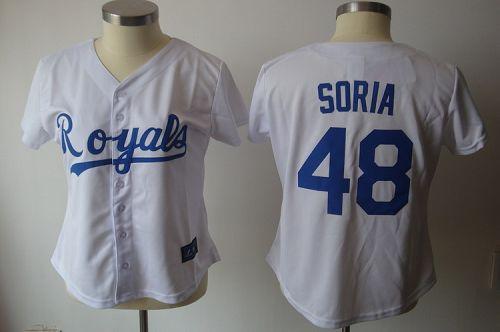 Royals #48 Joakim Soria White Women's Fashion Stitched MLB Jersey