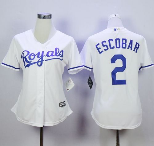 Royals #2 Alcides Escobar White Home Women's Stitched MLB Jersey