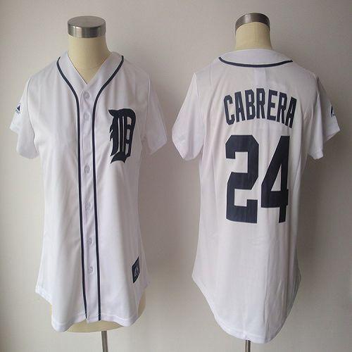 Tigers #24 Miguel Cabrera White Women's Fashion Stitched MLB Jersey