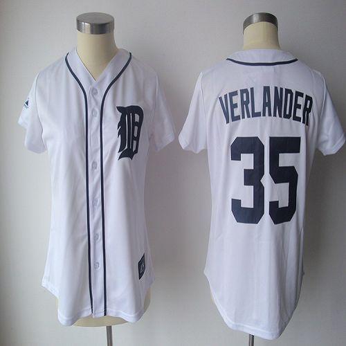 Tigers #35 Justin Verlander White Women's Fashion Stitched MLB Jersey